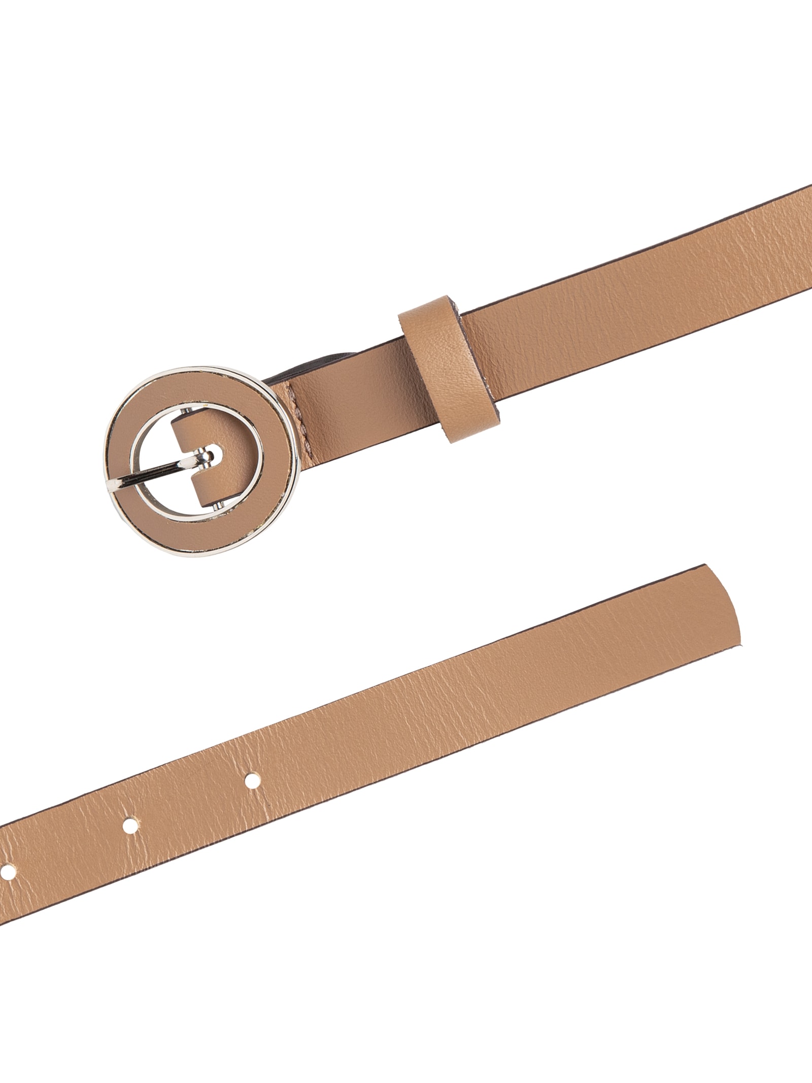 Cinto Feminino em Couro Fivela Encapada com Detalhe – Bege Basiq