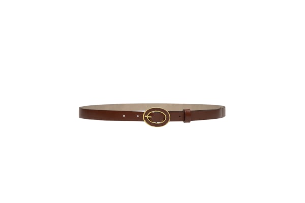 Cinto Feminino em Couro Fivela Encapada com Detalhe – Bege