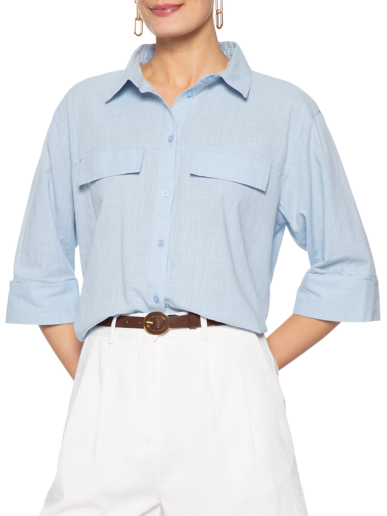 Cinto Feminino em Couro Fivela Encapada com Detalhe – Bege Basiq