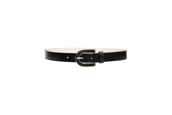 Cinto Feminino Em Couro Fivela Forrada - Preto