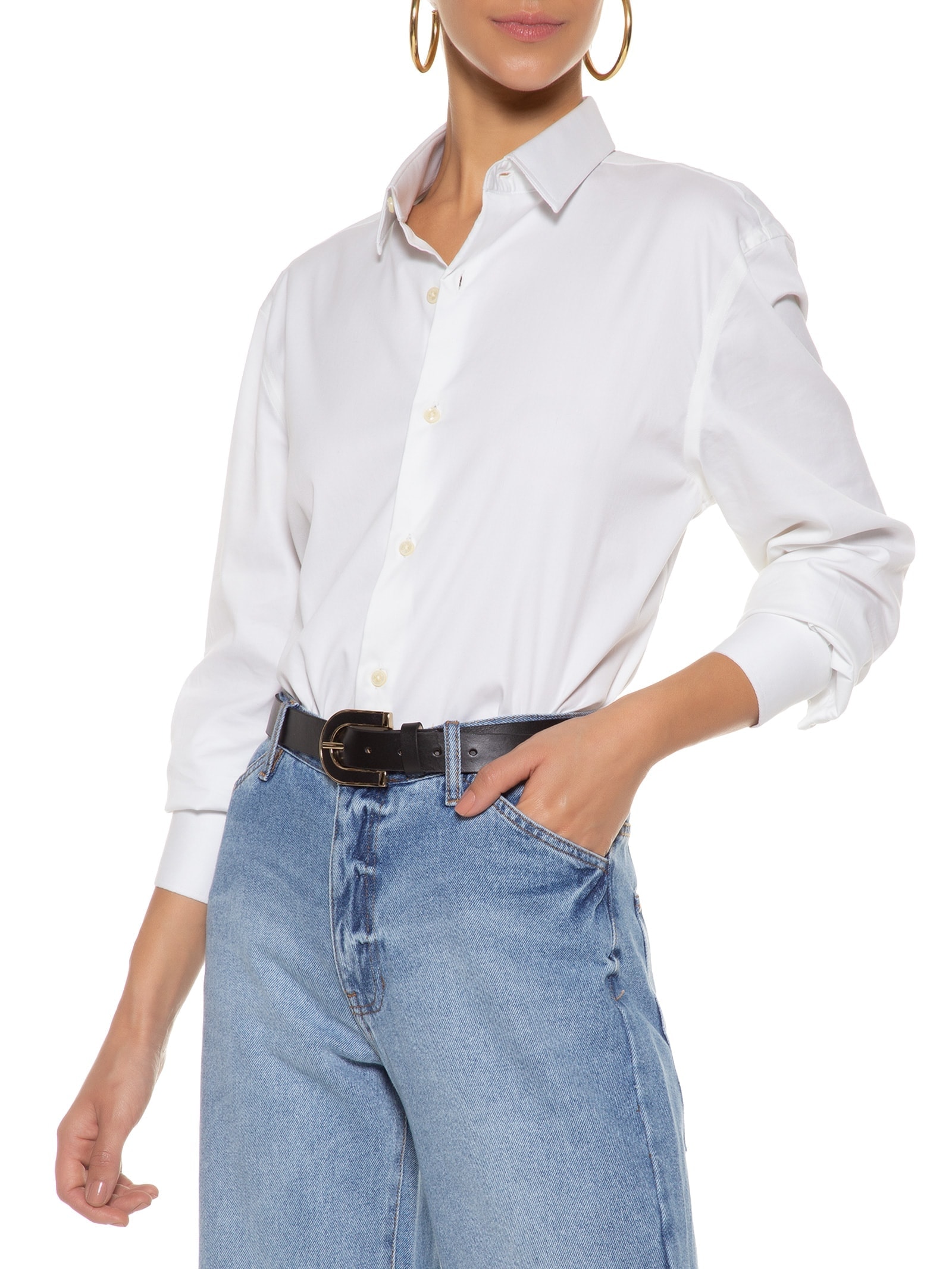Cinto Feminino Em Couro Fivela Forrada Preto '2Essential