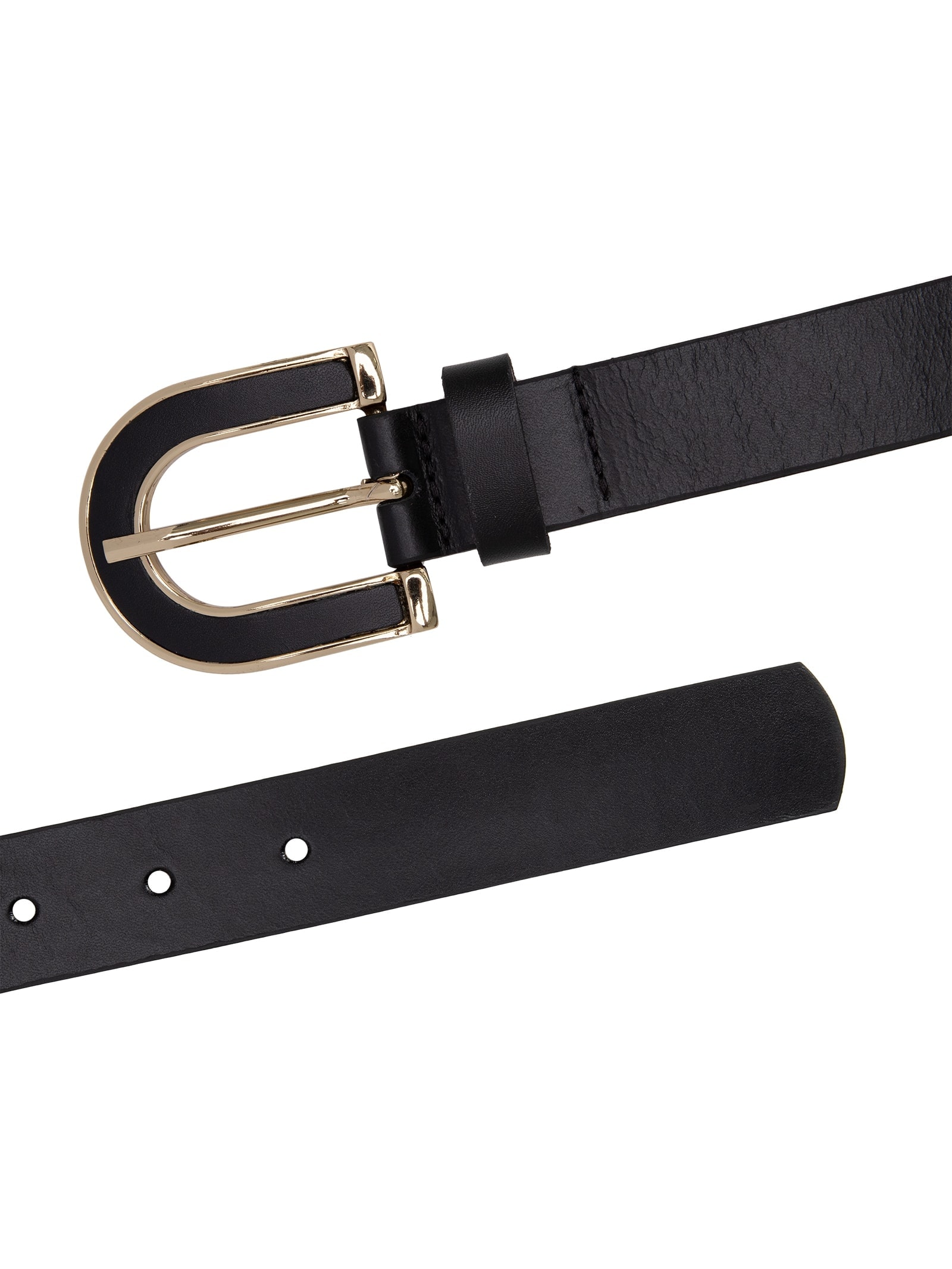 Cinto Feminino Em Couro Fivela Forrada Preto '2Essential