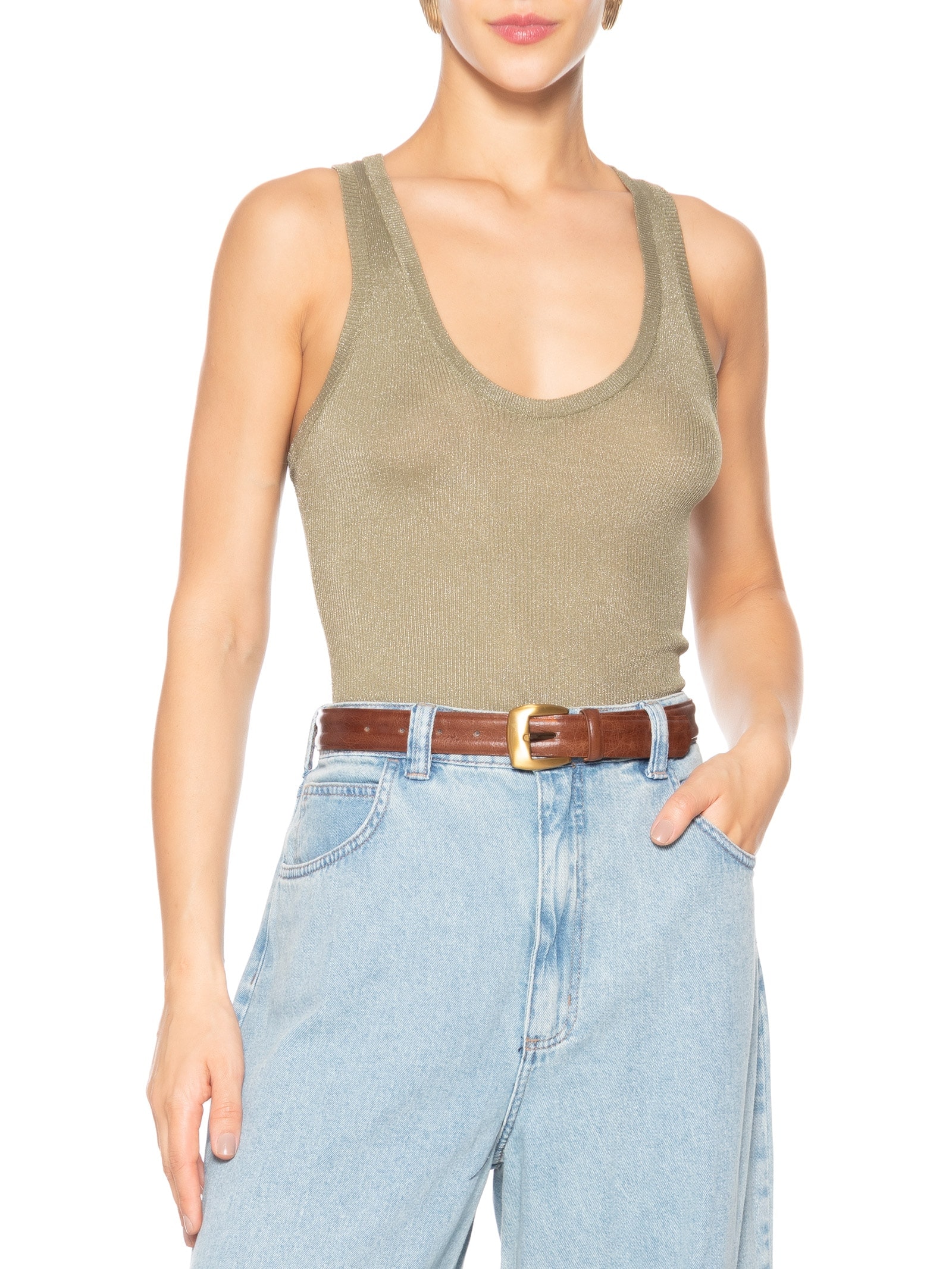 Cinto Feminino Em Couro Marrom Market 33