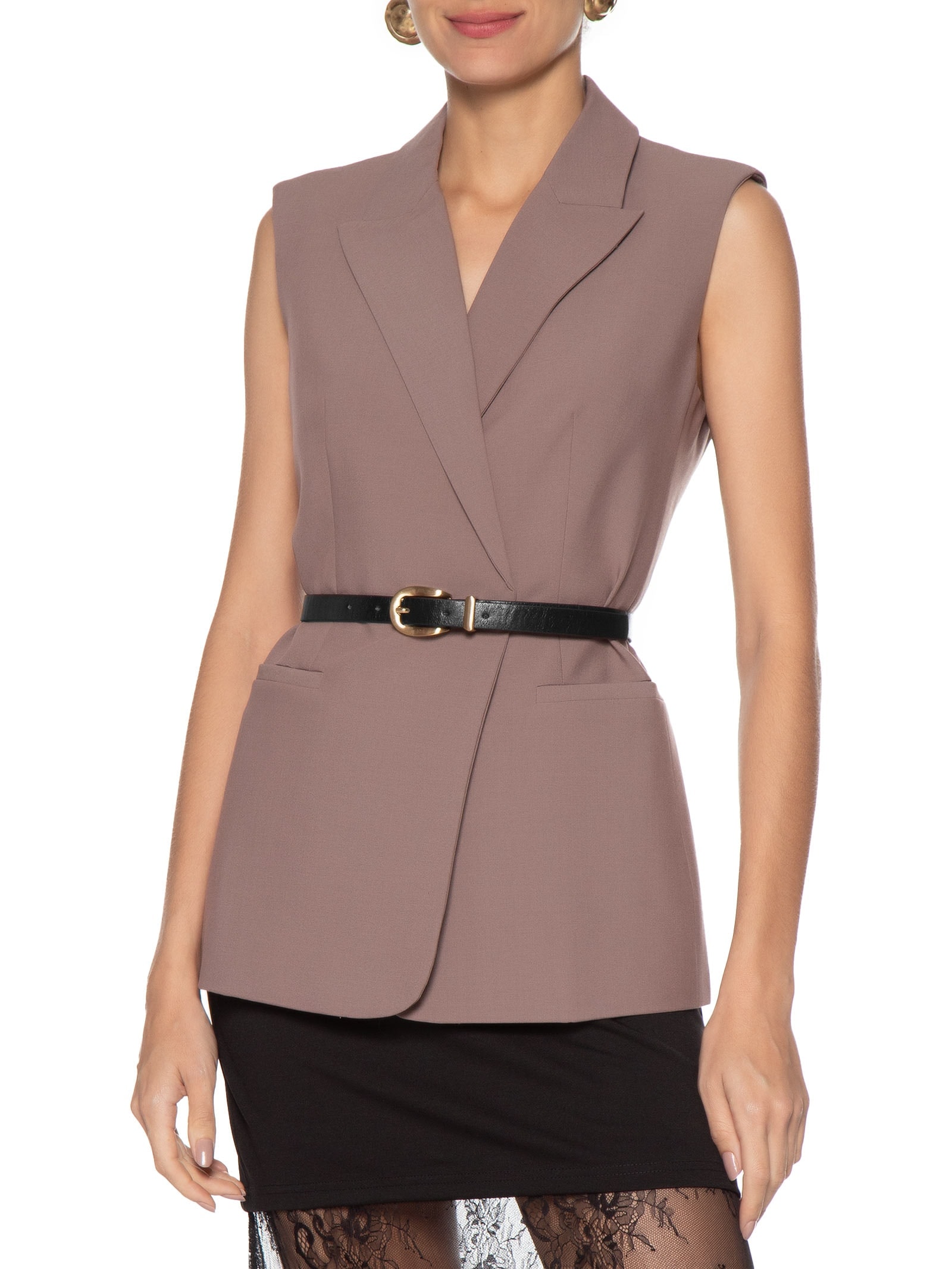 Cinto Feminino Em Couro Preto Market 33