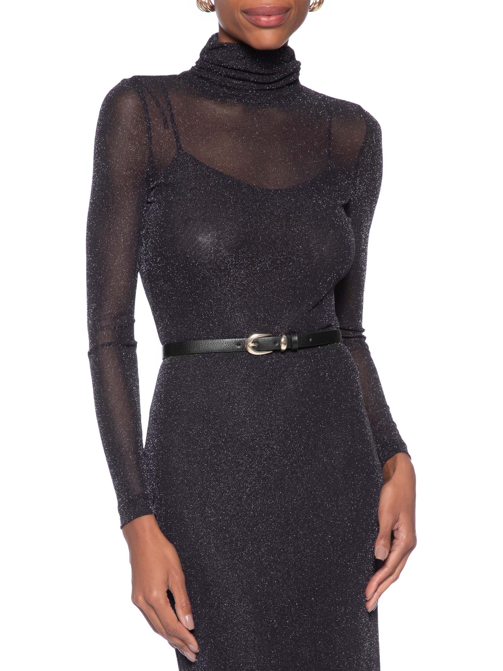 Cinto Feminino Em Couro Preto Market 33