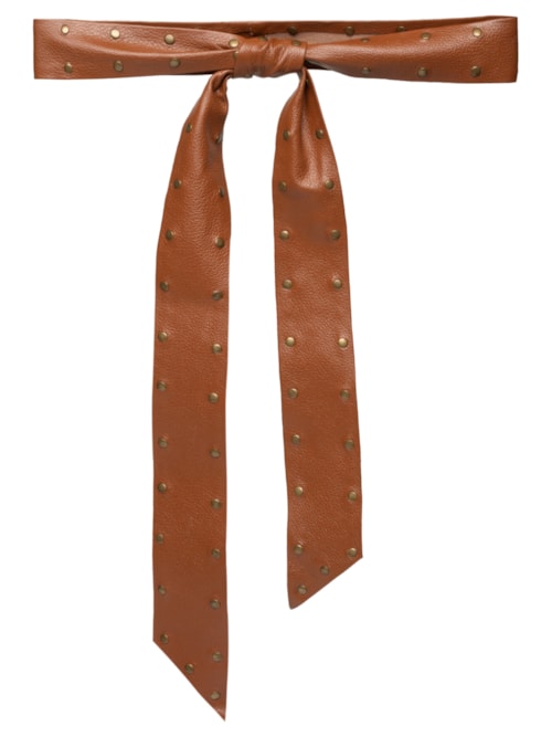 Cinto Feminino Faixa Em Couro Com Apliques Metálicos – Marrom