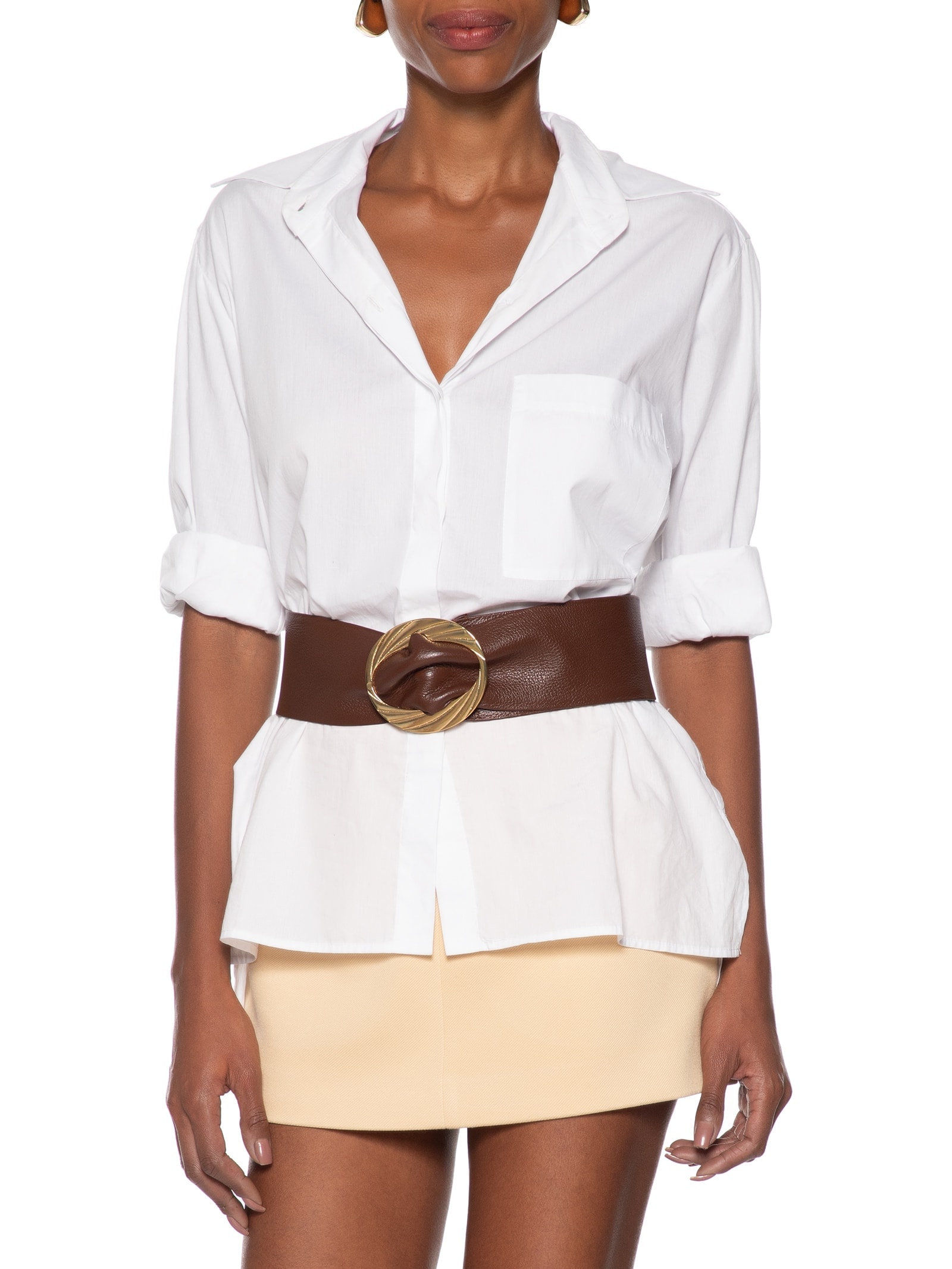 Cinto Feminino Faixa Em Couro Com Fivela Orgânica Marrom  Market 33