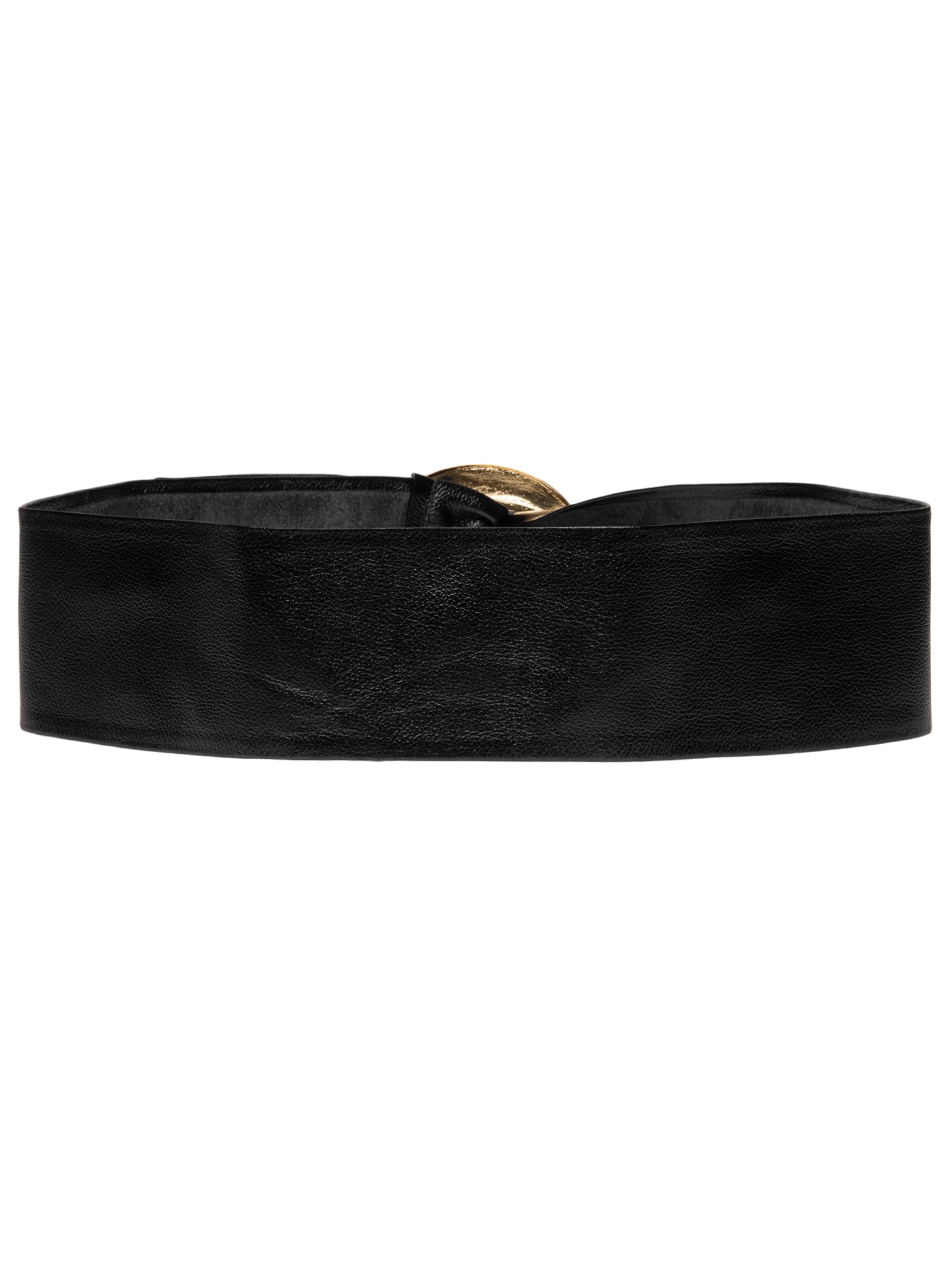 Cinto Feminino Faixa em Couro com Fivela Orgânica Preto Market 33