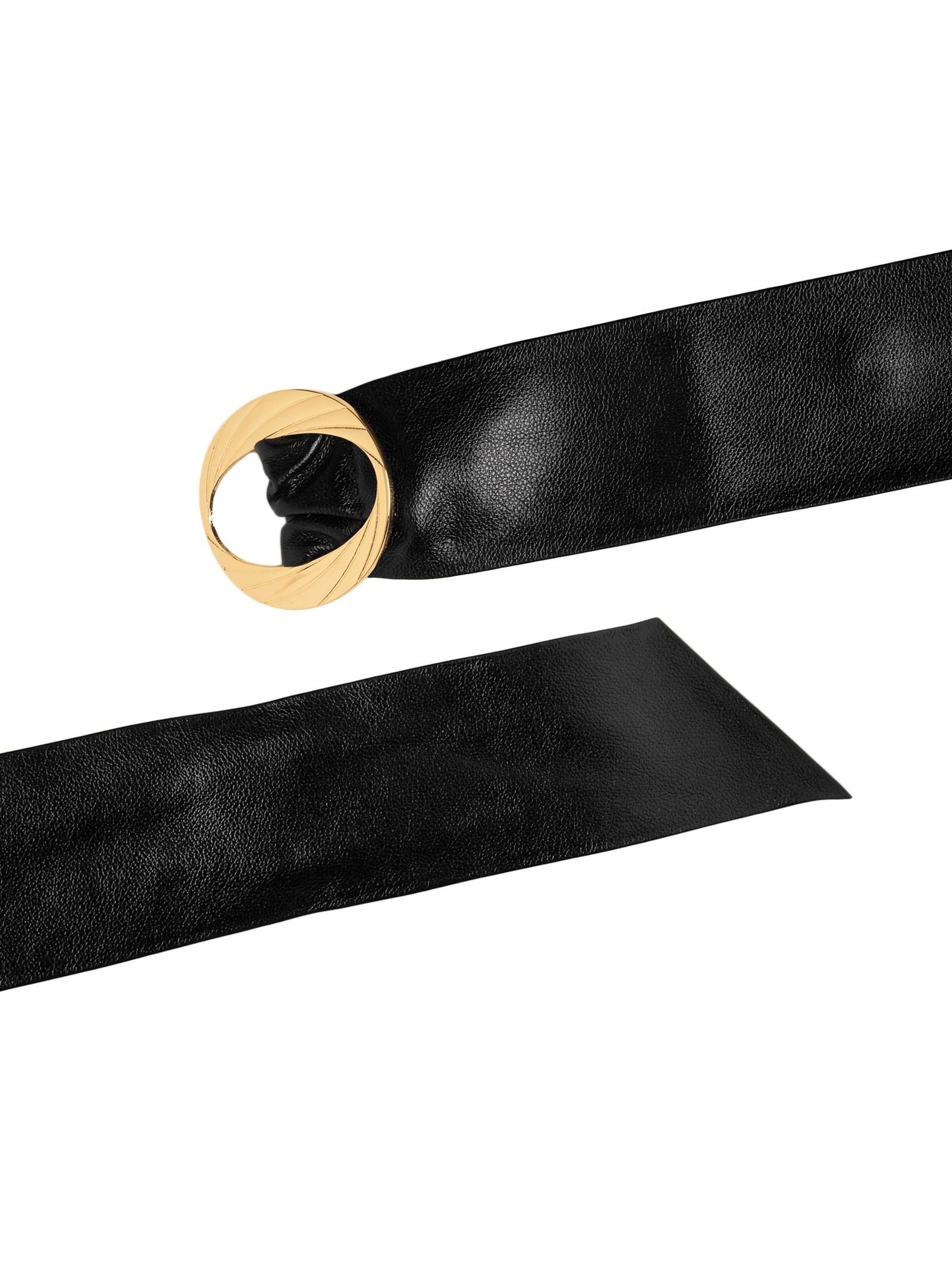 Cinto Feminino Faixa em Couro com Fivela Orgânica Preto Market 33