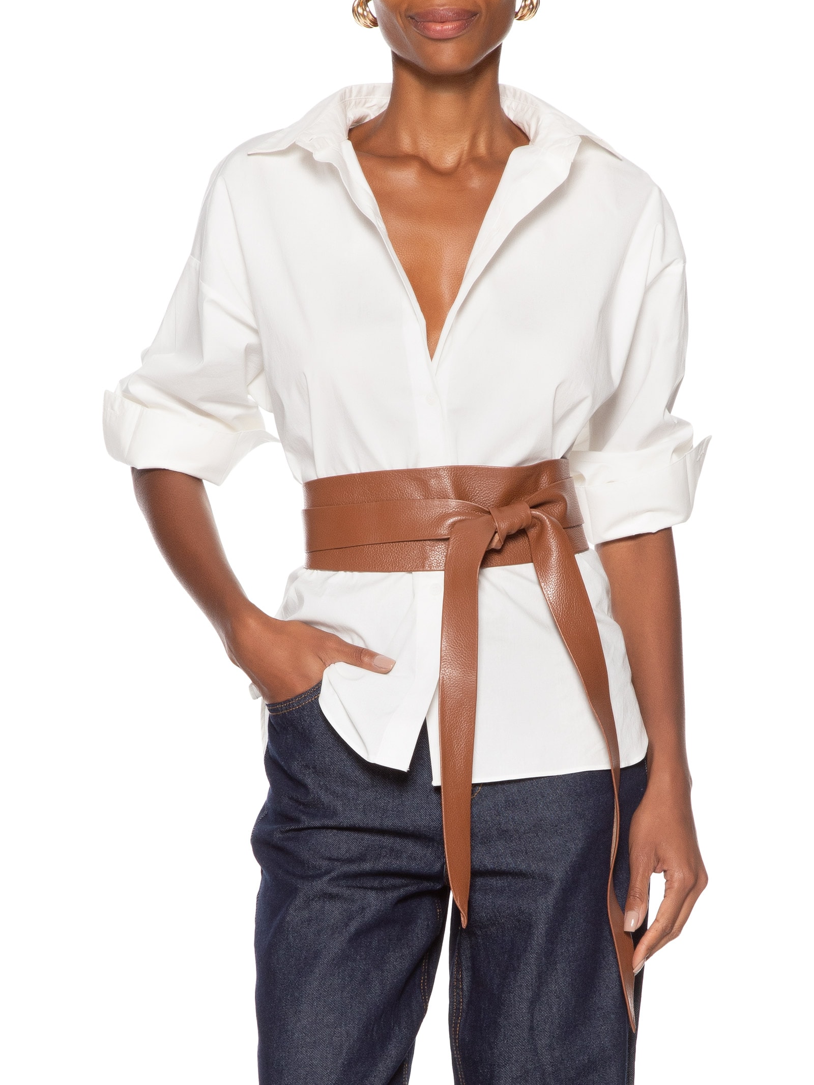 Cinto Feminino Faixa Em Couro Marrom '2Essential