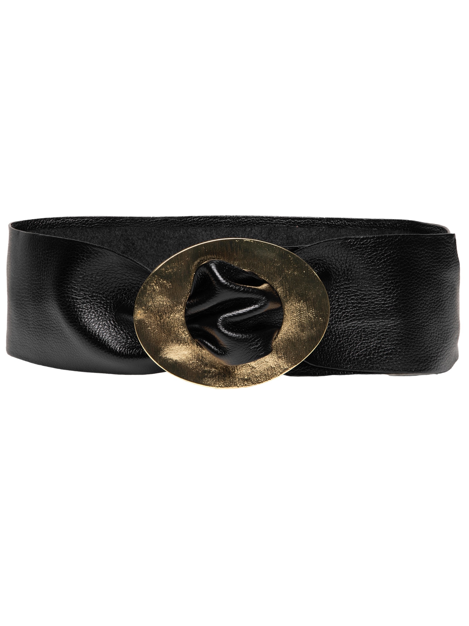 Cinto Feminino Faixa em Couro Preto Market 33