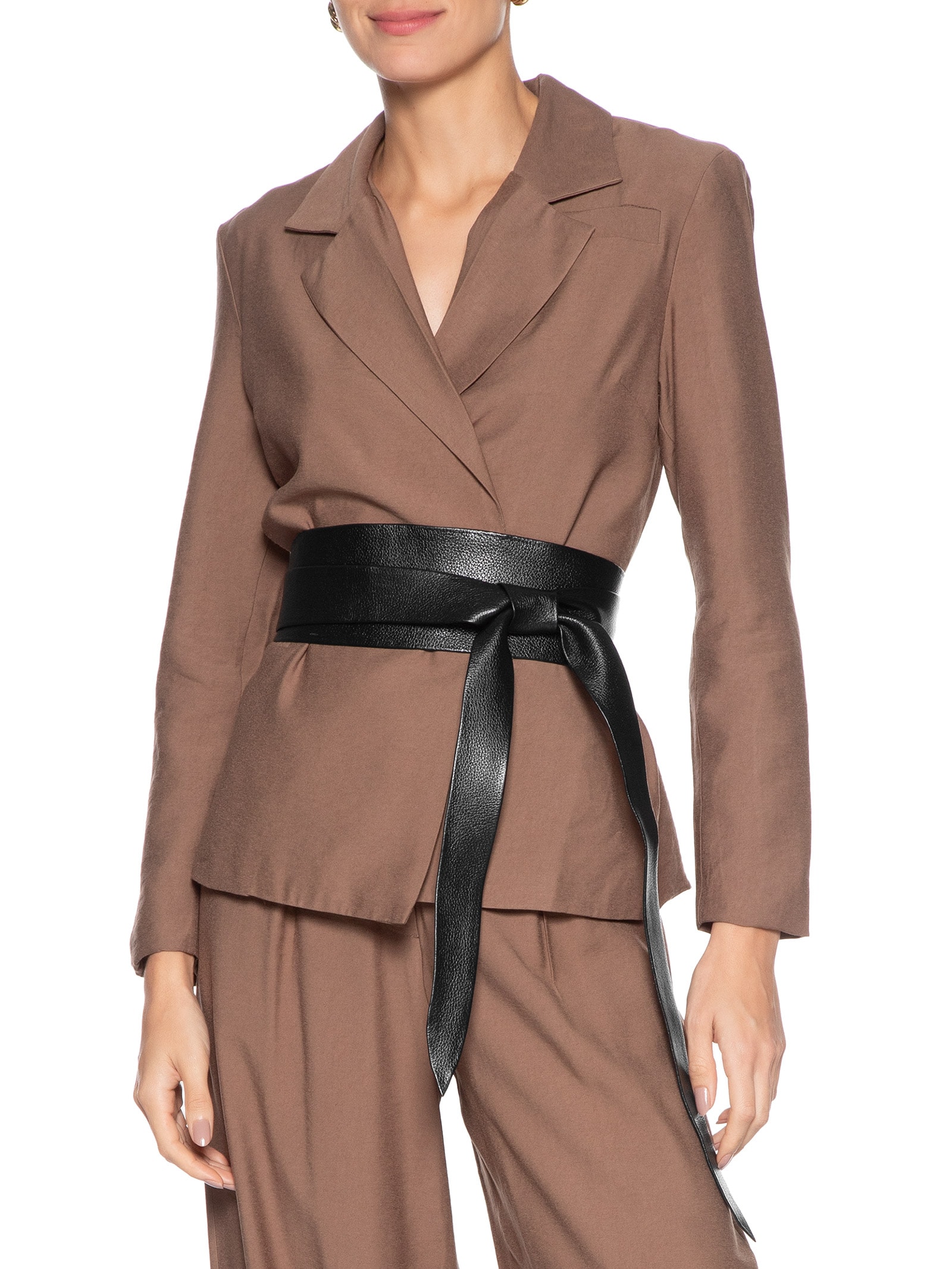 Cinto Feminino Faixa Em Couro Preto '2Essential