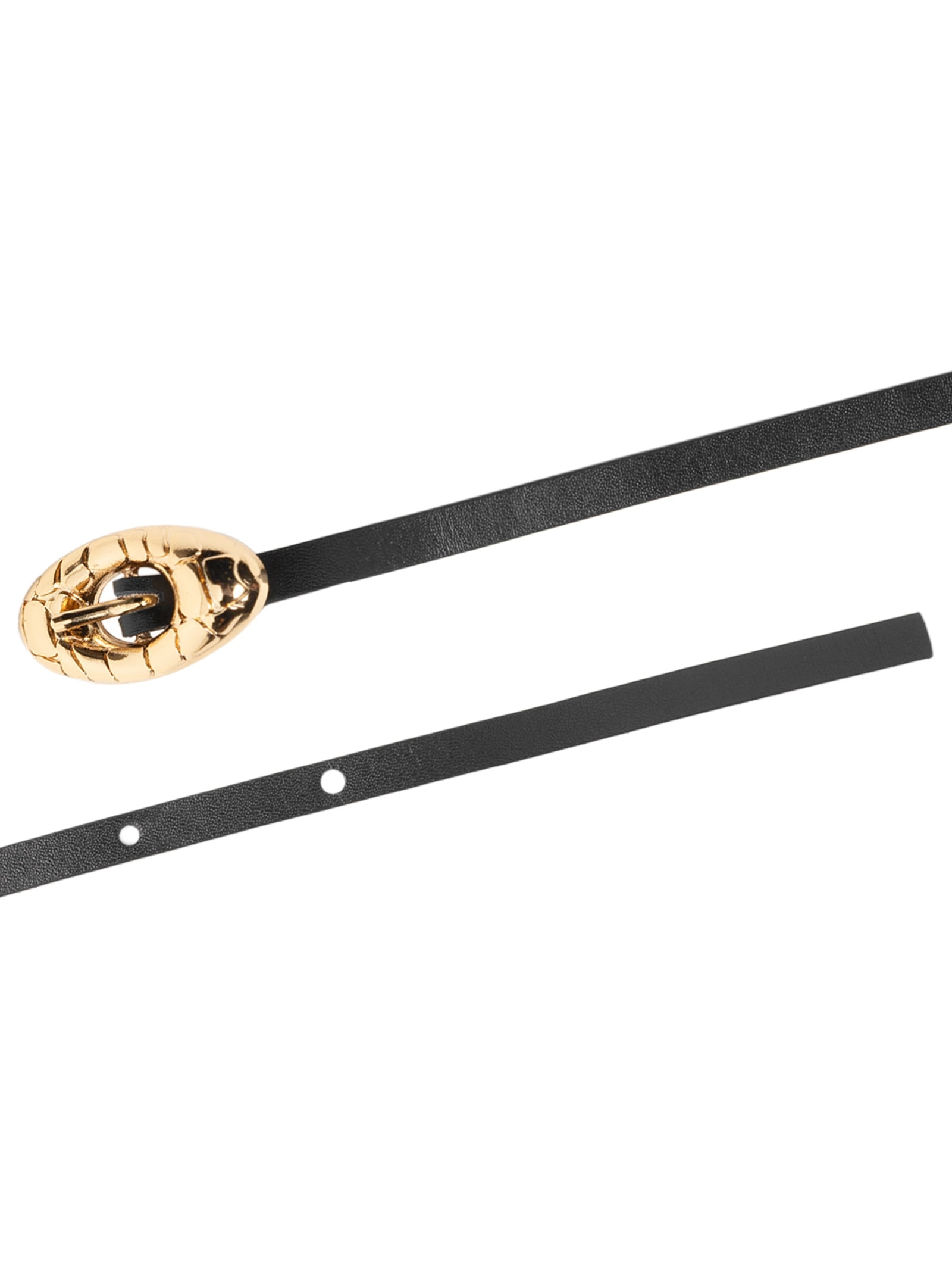 Cinto Feminino Fino Com Fivela Texturizada Em Couro Preto '2Essential