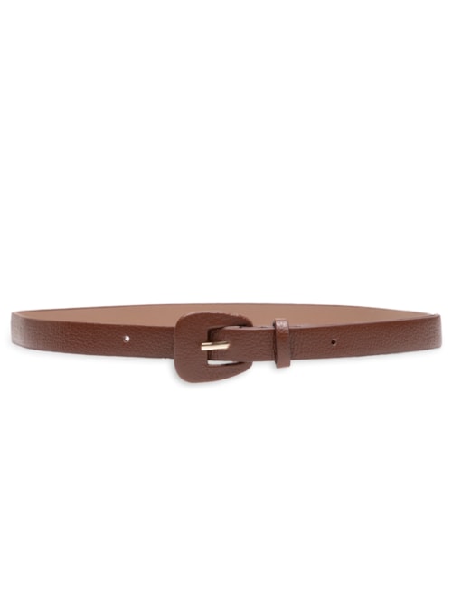 Cinto Feminino Fino Couro Com Fivela Encapada – Marrom