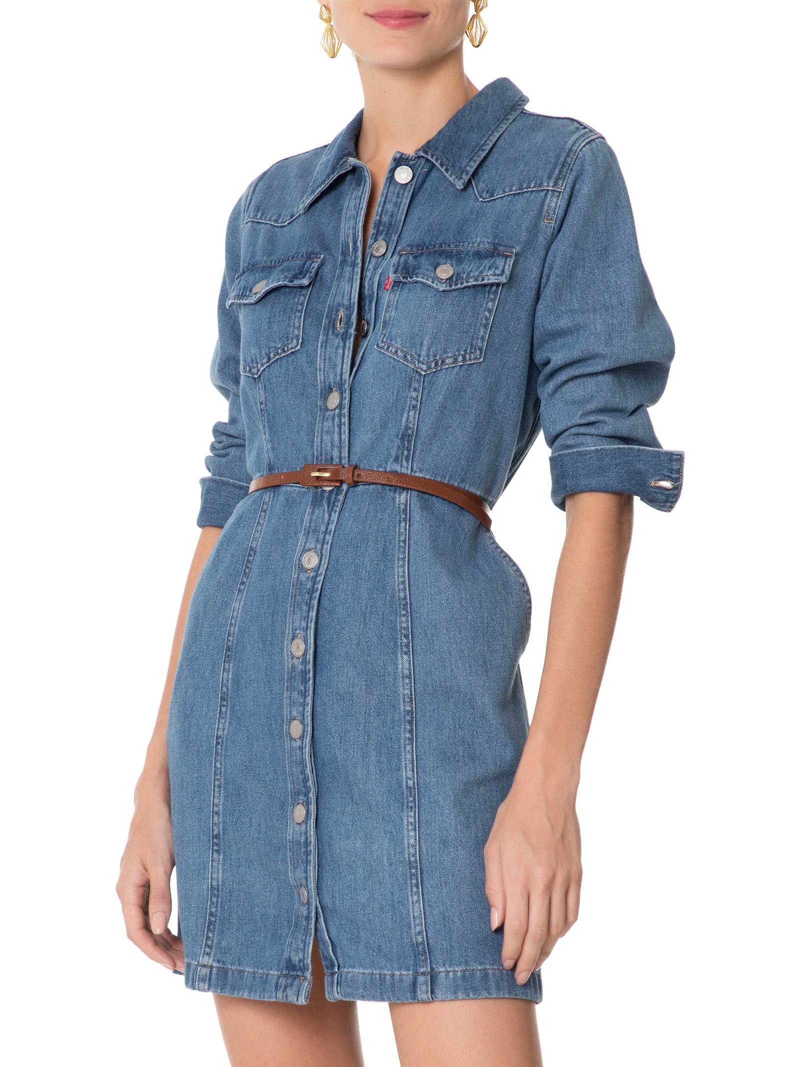 Cinto Feminino Fino De Couro Fivela Encapada Marrom Basiq