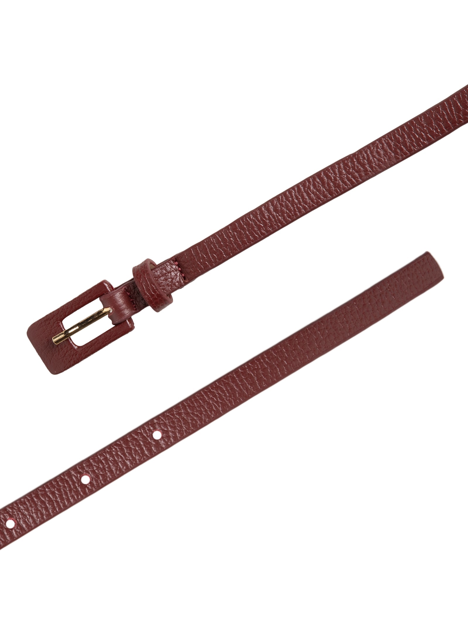 Cinto Feminino Fino De Couro Fivela Encapada Vinho Basiq