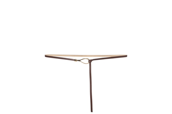 Cinto Feminino Fino Em Couro Com Fivela Arredondada Metal - Marrom