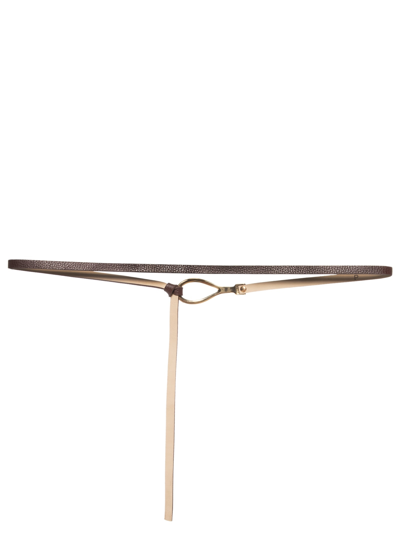 Cinto Feminino Fino Em Couro Com Fivela Arredondada Metal Marrom '2Essential