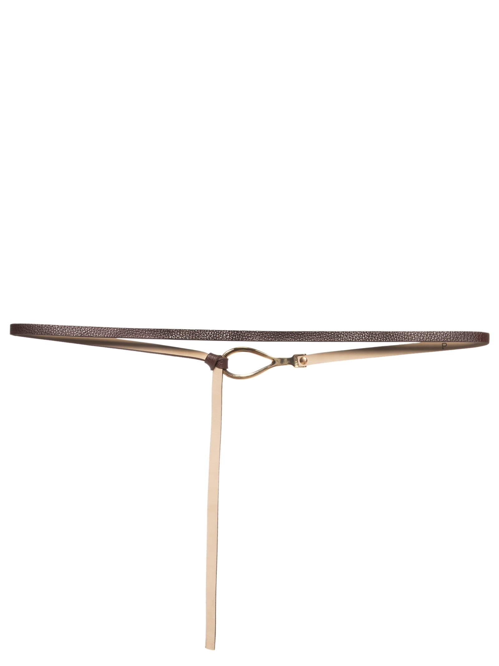 Cinto Feminino Fino Em Couro Com Fivela Arredondada Metal Marrom '2Essential