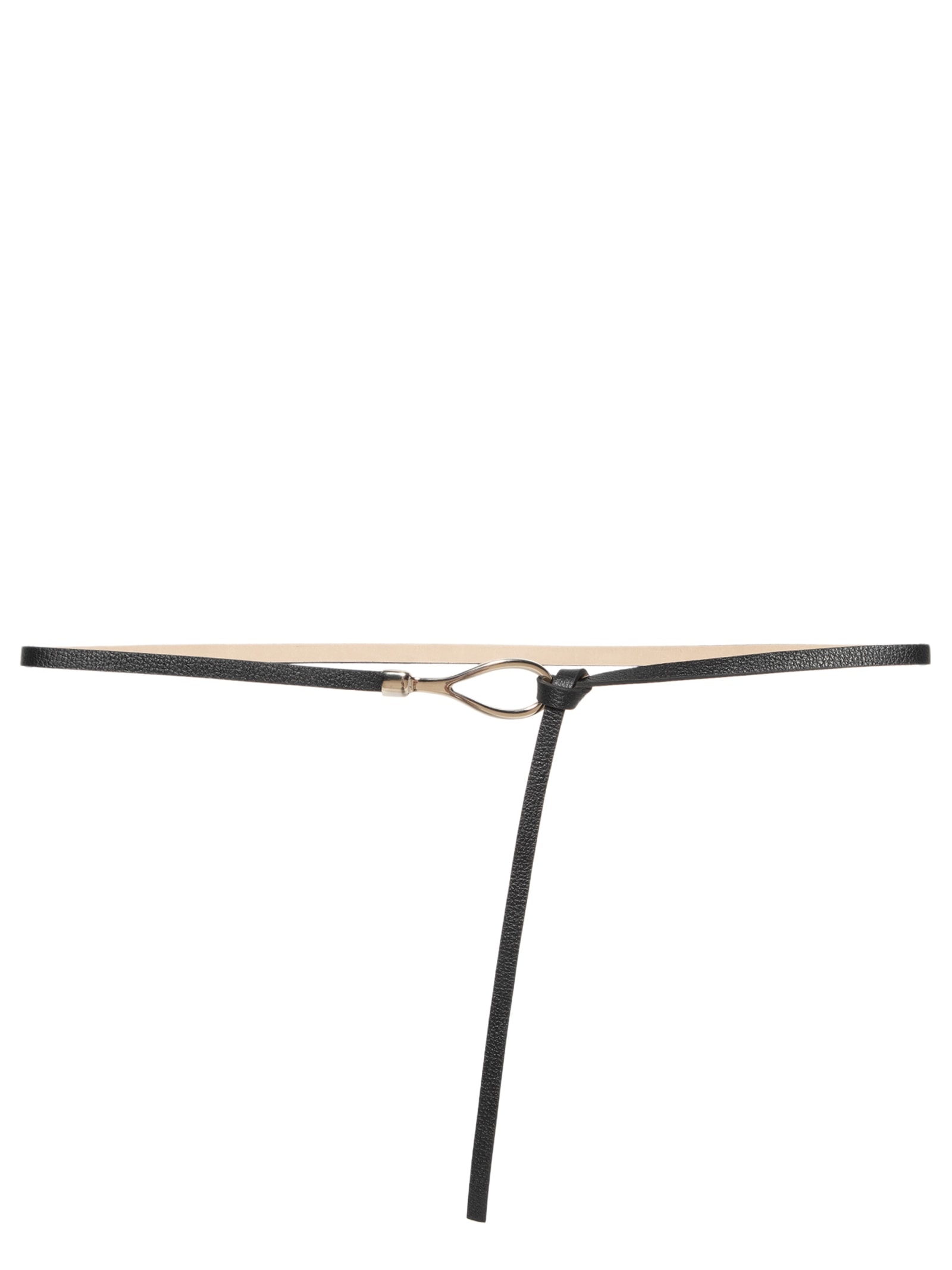 Cinto Feminino Fino Em Couro Com Fivela Arredondada Metal Preto '2Essential