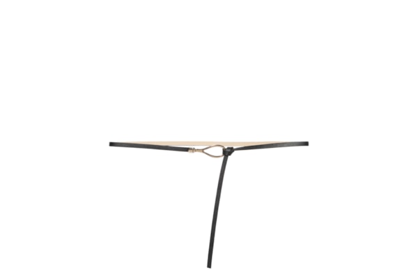 Cinto Feminino Fino Em Couro Com Fivela Arredondada Metal - Preto