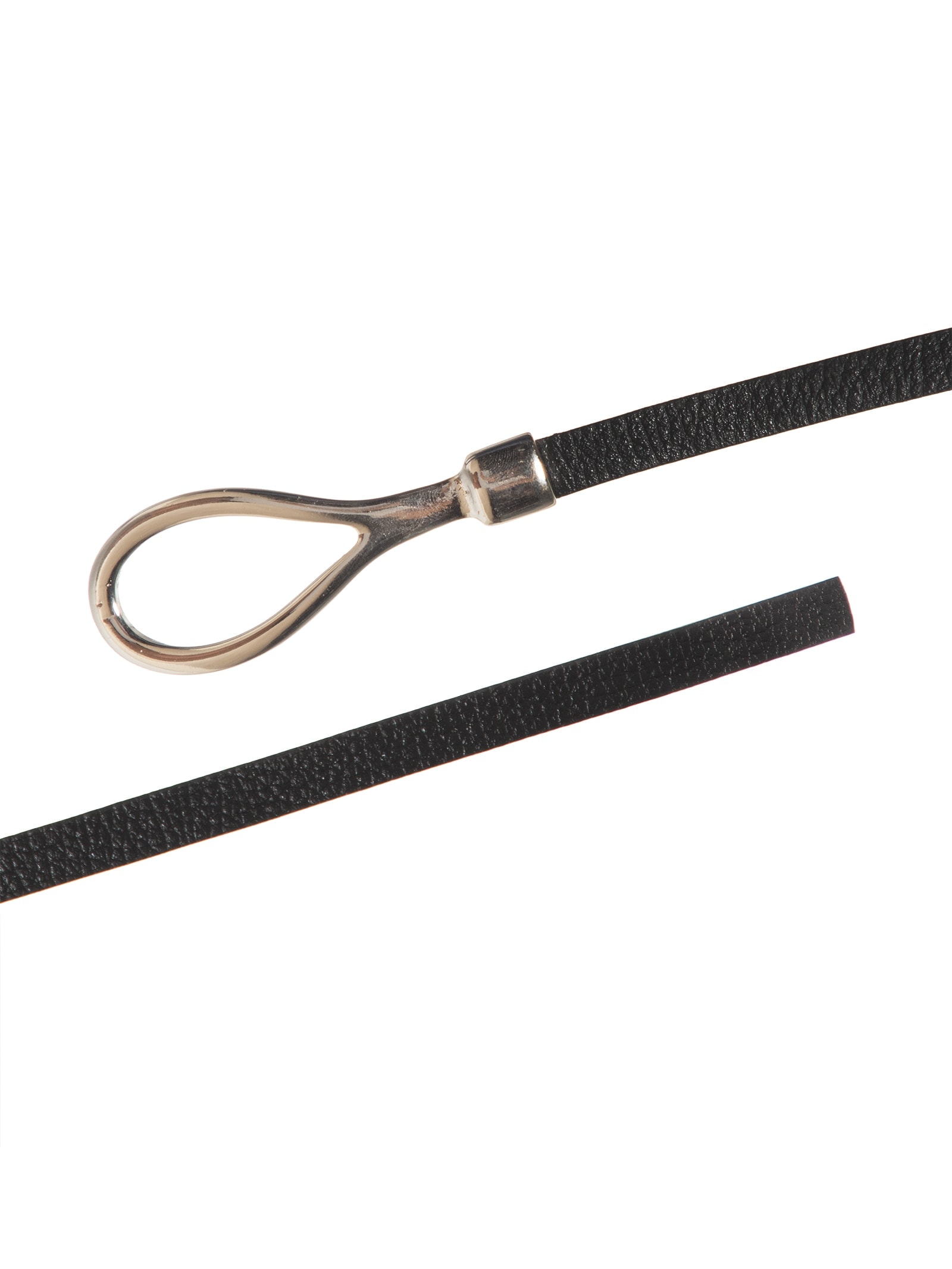 Cinto Feminino Fino Em Couro Com Fivela Arredondada Metal Preto '2Essential