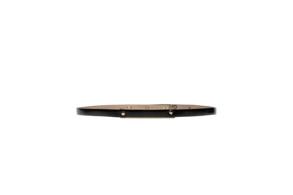 Cinto Feminino Fino Em Couro Fivela Quadrada Furos - Preto