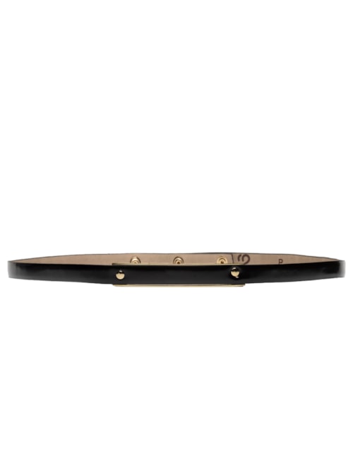 Cinto Feminino Fino Em Couro Fivela Quadrada Furos - Preto