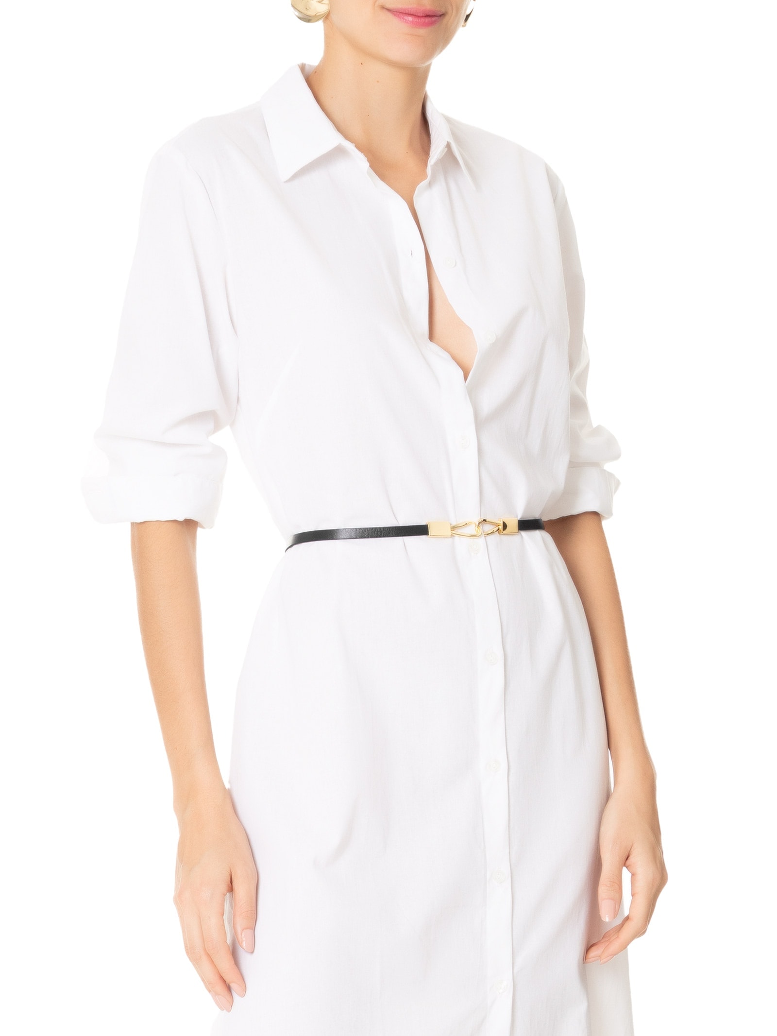 Cinto Feminino Fino Em Couro Preto '2Essential