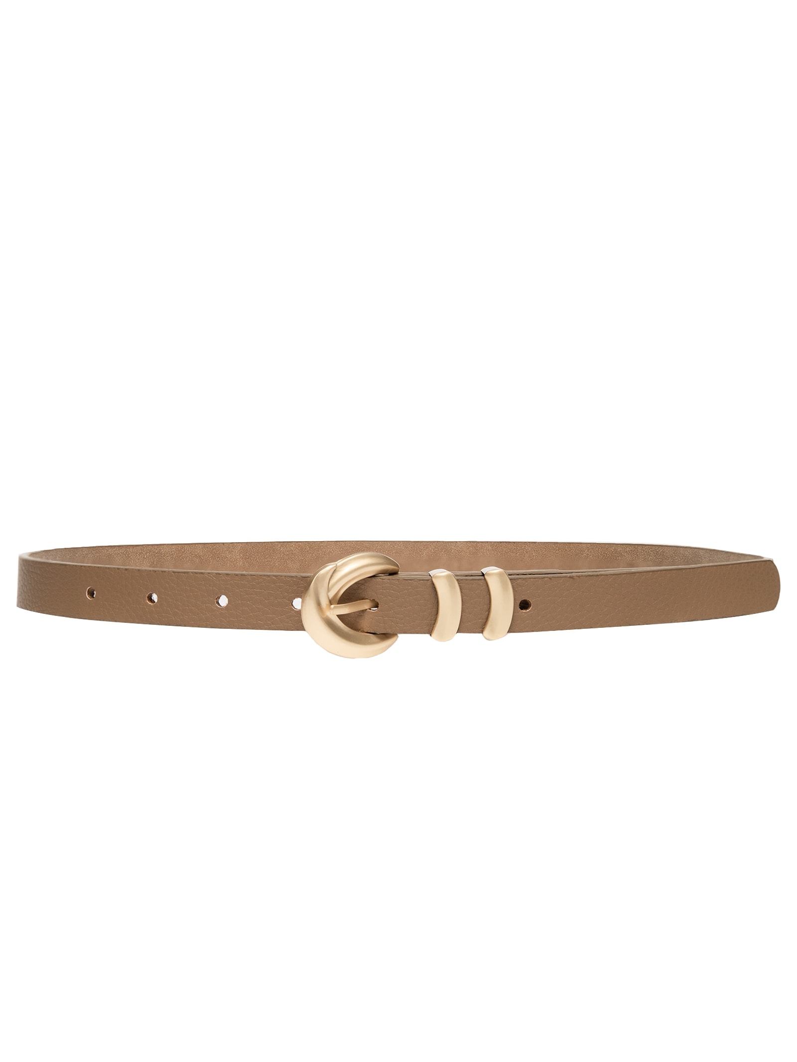 Cinto Feminino Fino Fivela Detalhada Bege Basiq