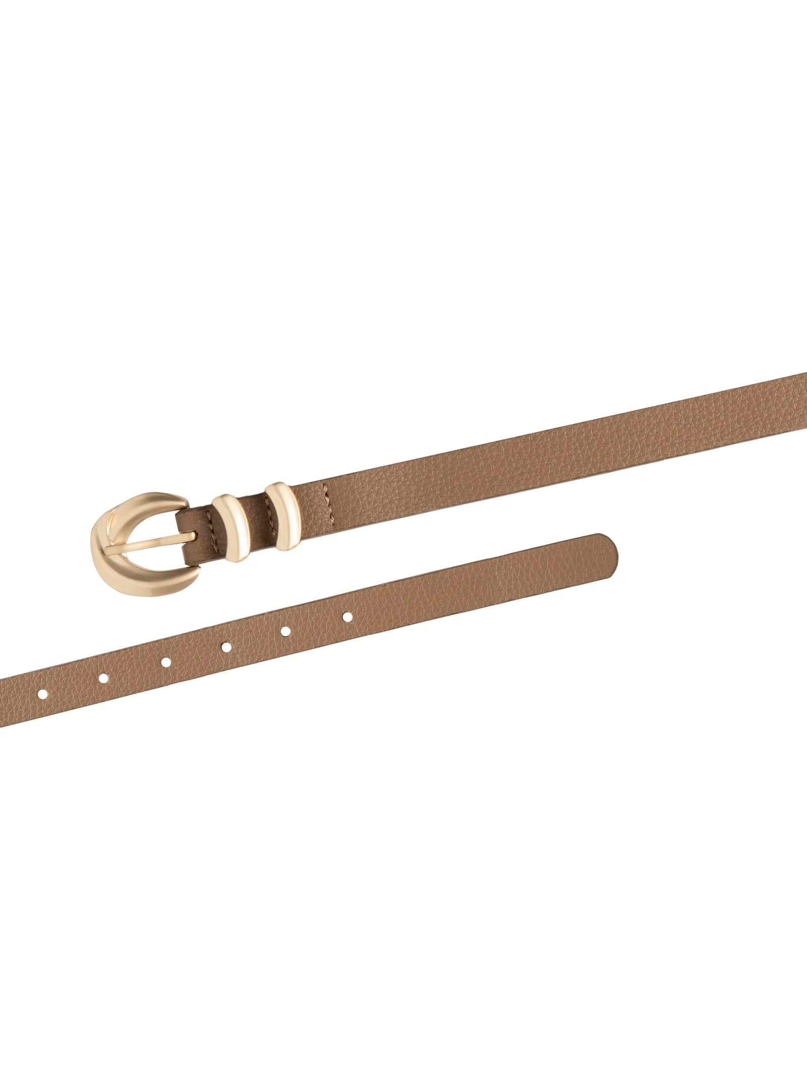 Cinto Feminino Fino Fivela Detalhada Bege Basiq