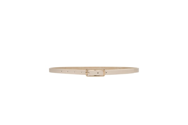 Cinto Feminino Fino Fivela Quadrada - Off White