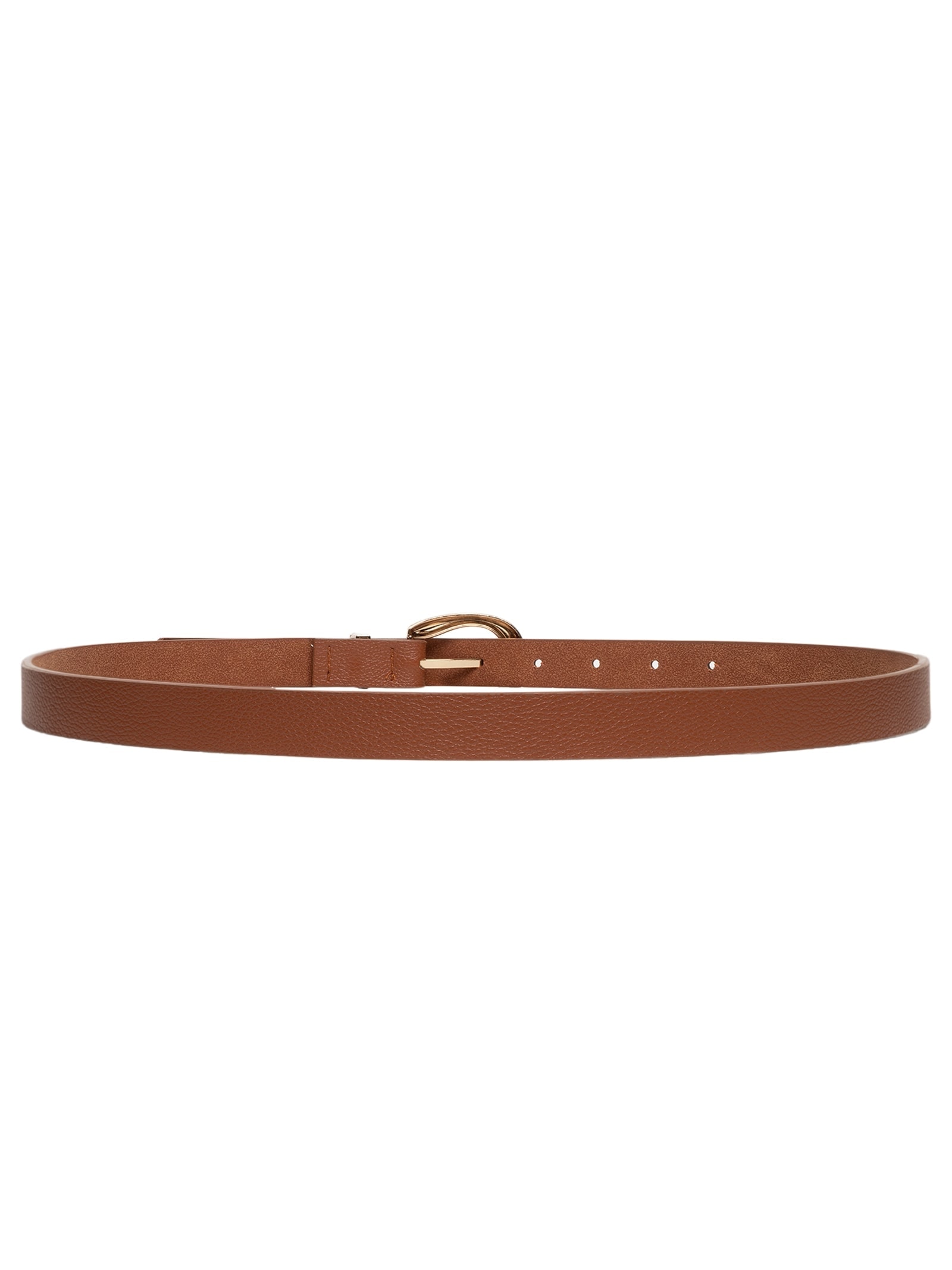 Cinto Feminino Fino Fivela Redonda Bege Basiq