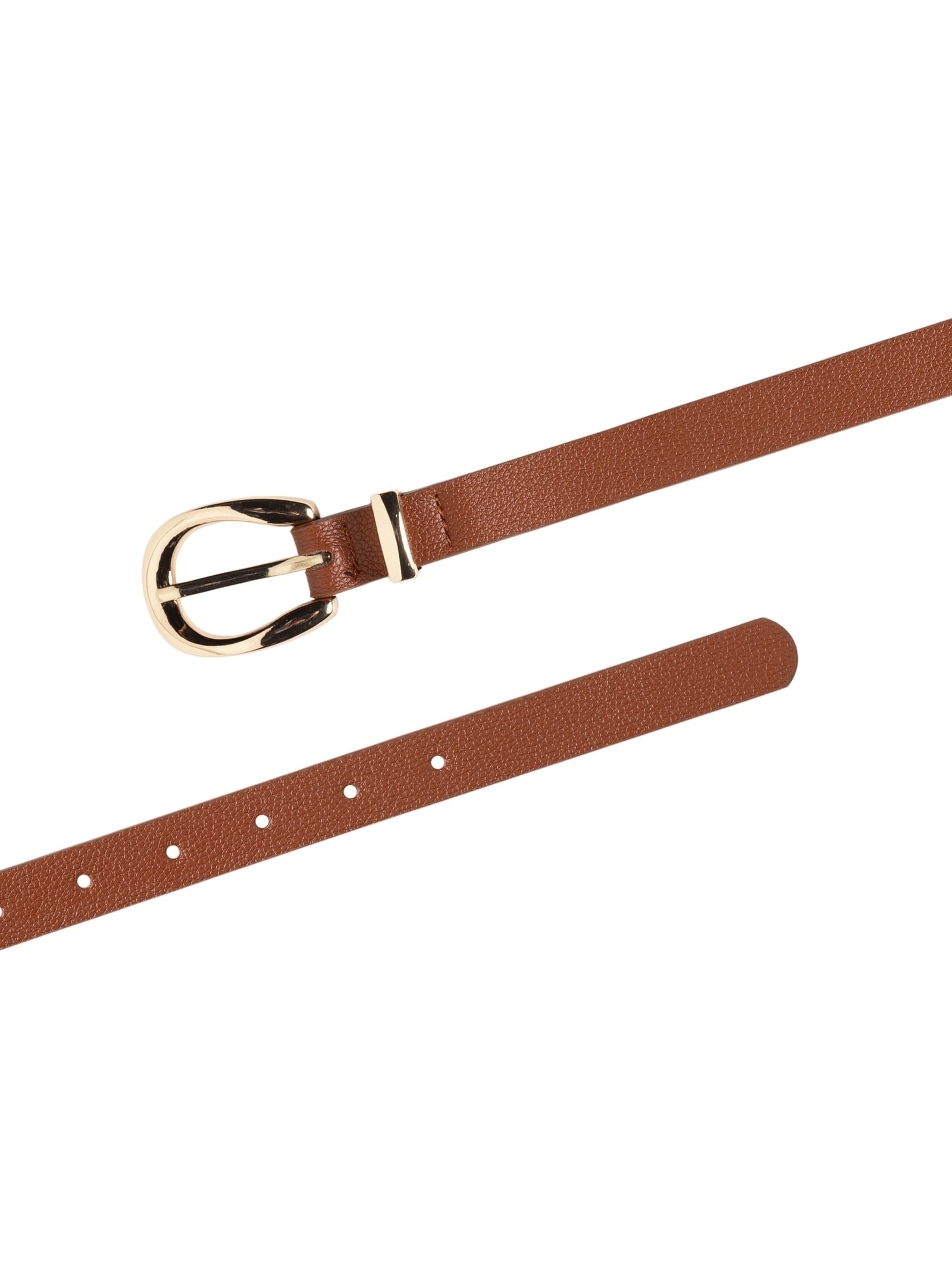 Cinto Feminino Fino Fivela Redonda Bege Basiq