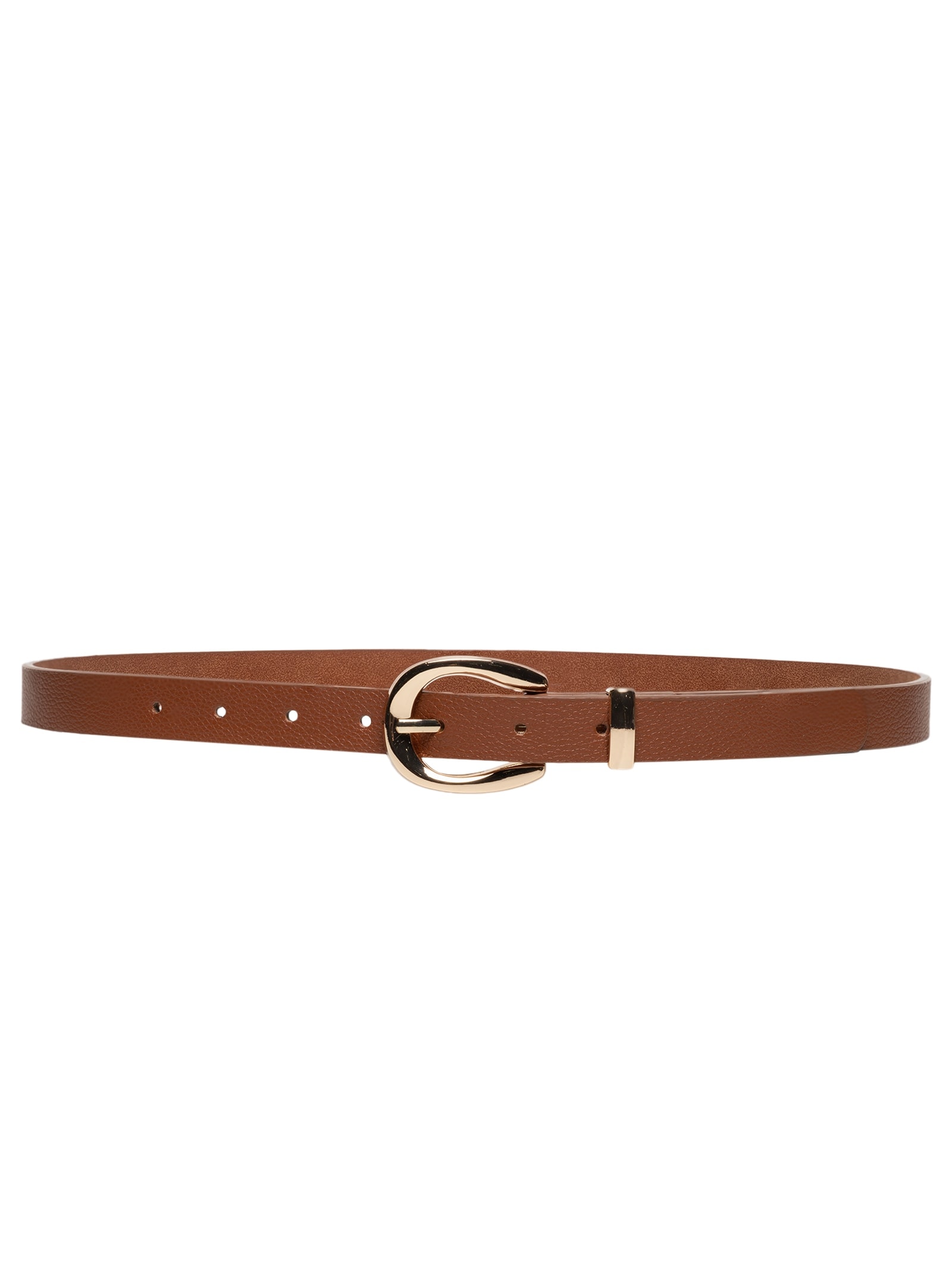 Cinto Feminino Fino Fivela Redonda Bege Basiq
