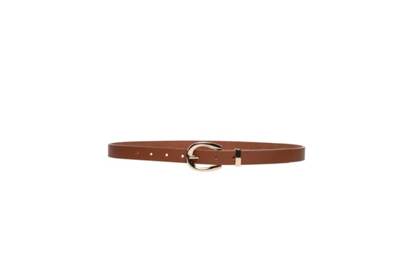 Cinto Feminino Fino Fivela Redonda - Bege