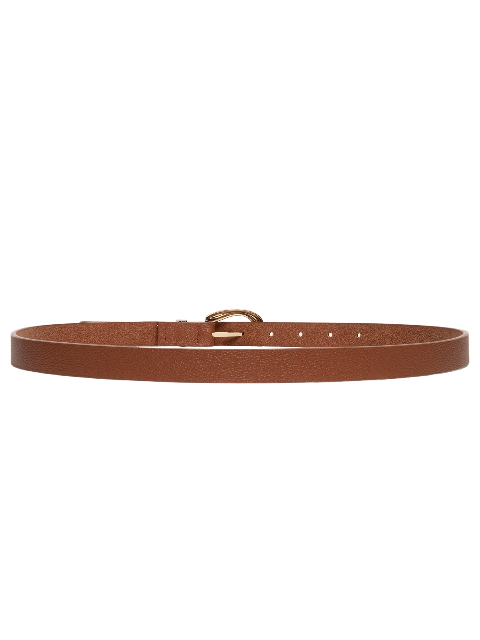 Cinto Feminino Fino Fivela Redonda Bege Basiq