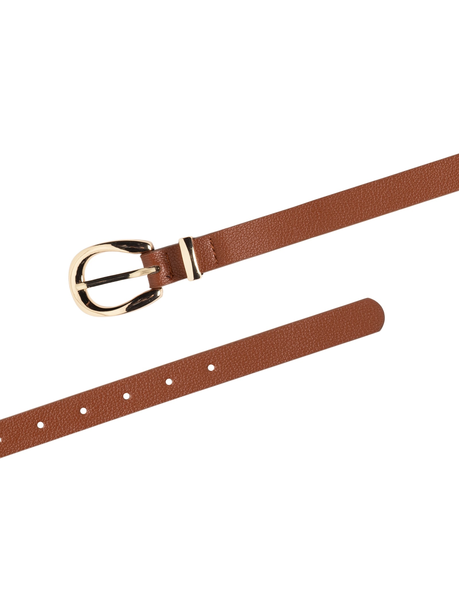 Cinto Feminino Fino Fivela Redonda Bege Basiq