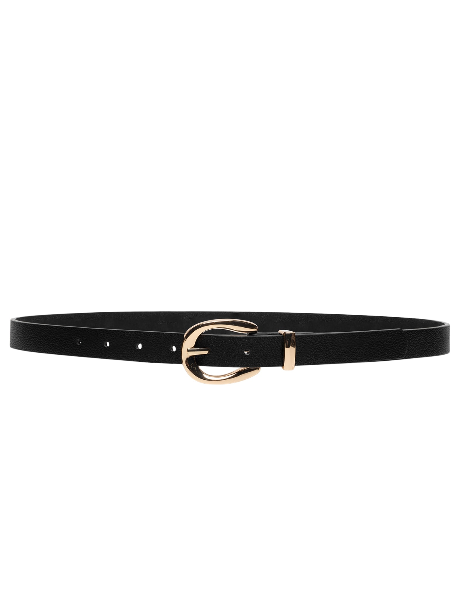 Cinto Feminino Fino Fivela Redonda Preto Basiq