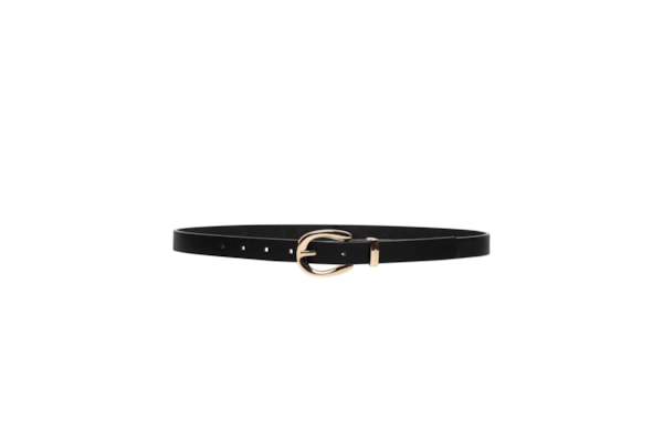 Cinto Feminino Fino Fivela Redonda - Preto
