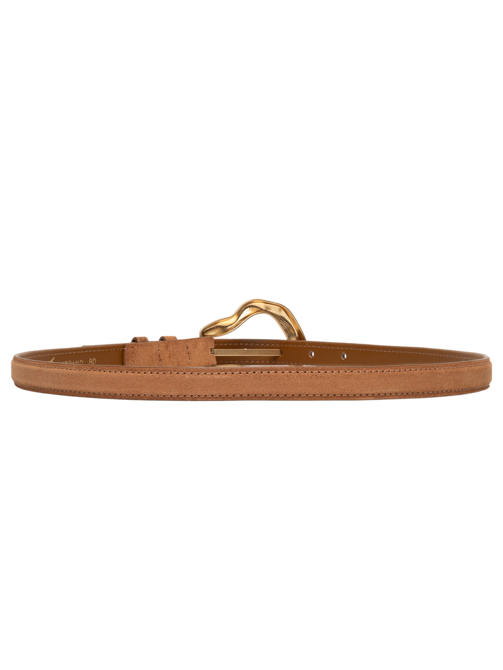 Cinto Feminino Fino Rustic Suede Ouro Marrom Carrano