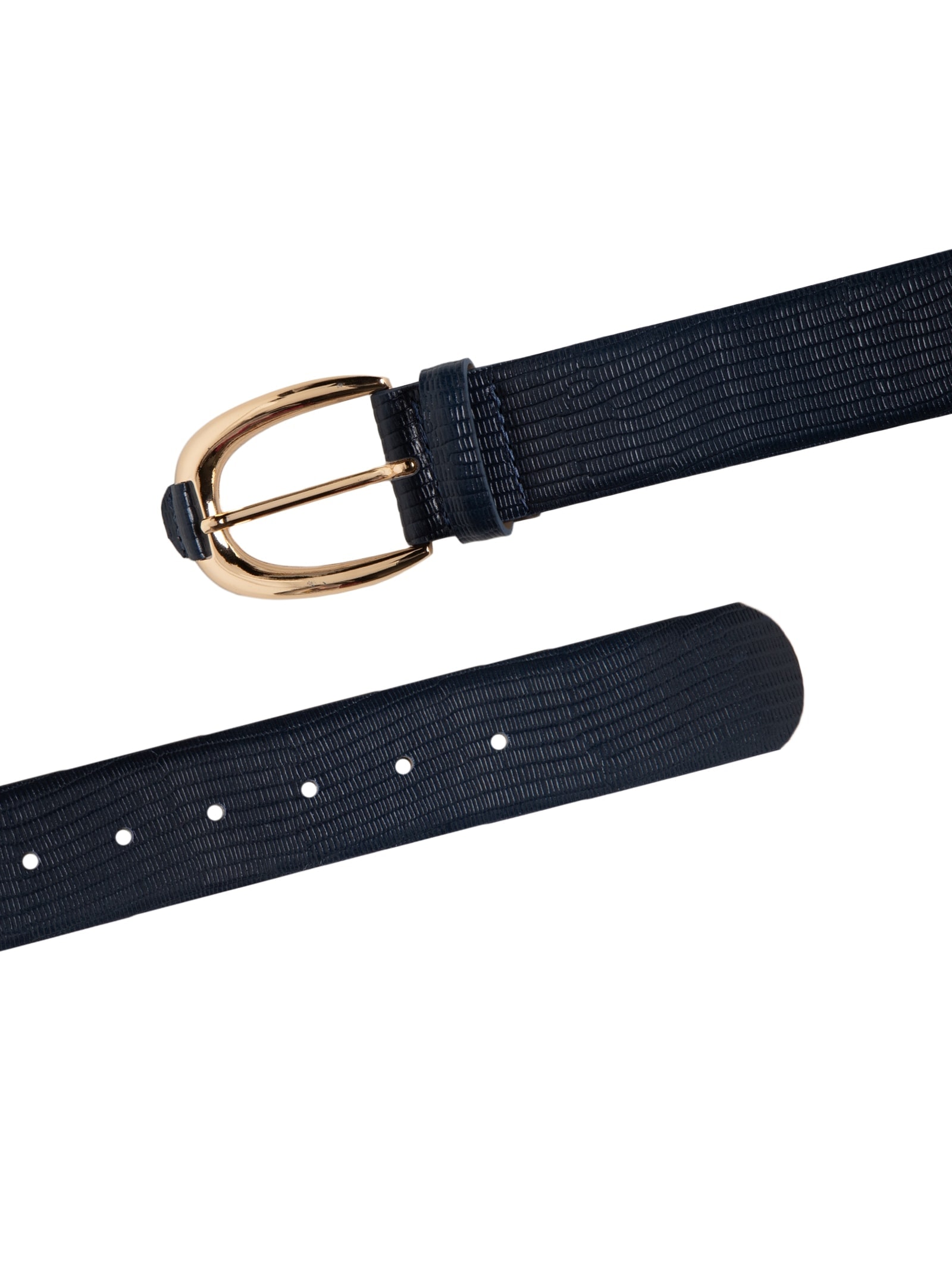 Cinto Feminino Fivela Oval em Couro Azul '2Essential