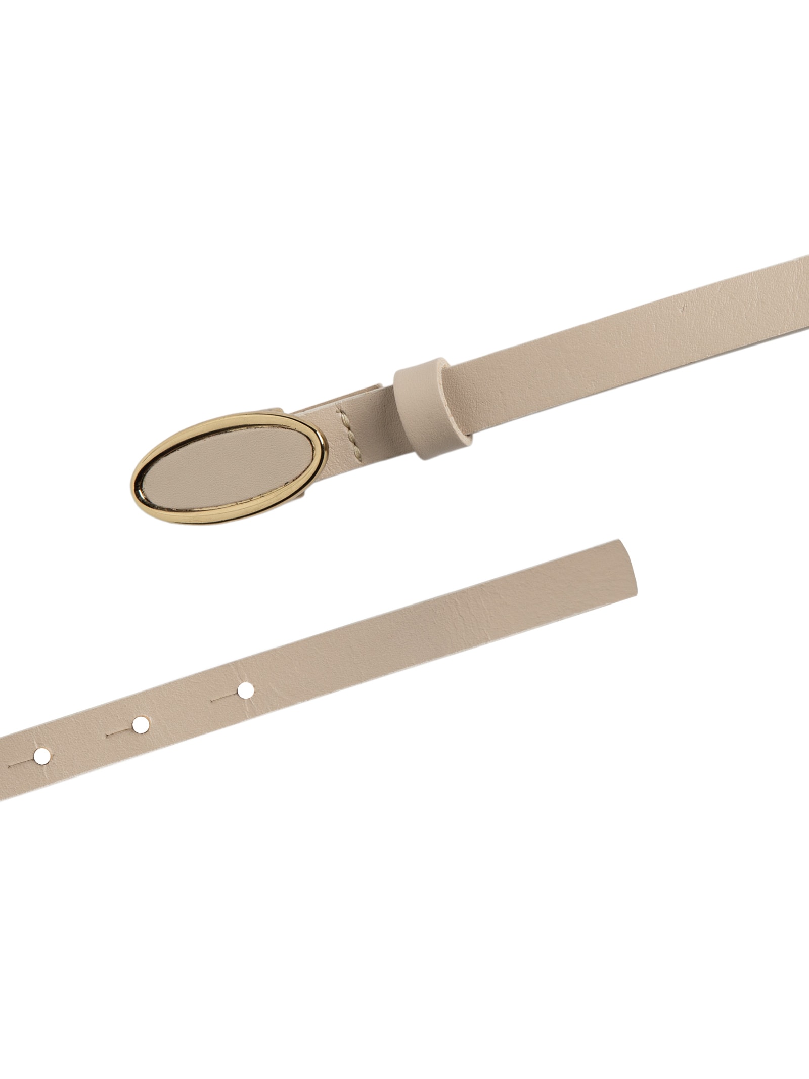 Cinto Feminino Fivela Oval Em Couro Bege '2Essential