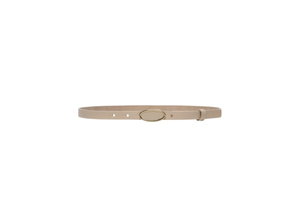 Cinto Feminino Fivela Oval Em Couro - Bege