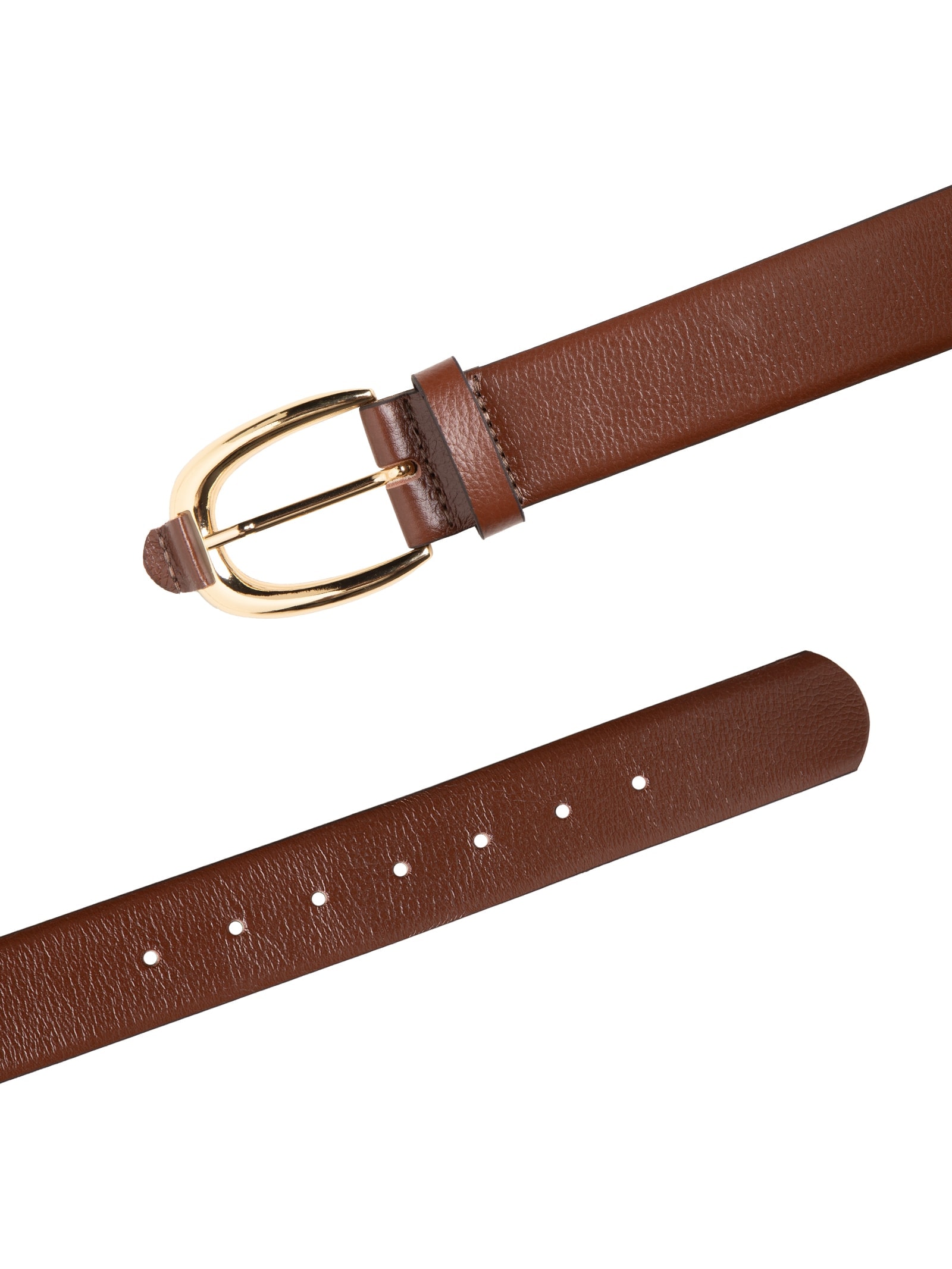 Cinto Feminino Fivela Oval Em Couro Marrom '2Essential