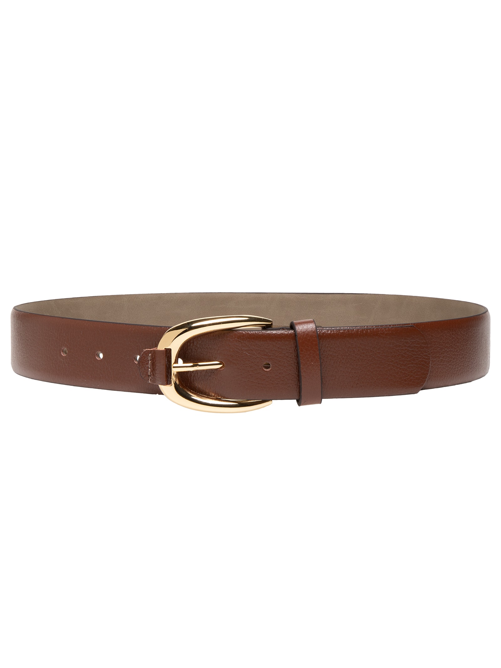 Cinto Feminino Fivela Oval Em Couro Marrom '2Essential