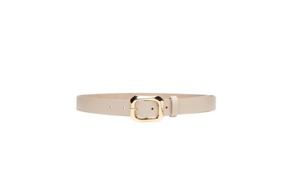 Cinto Feminino Fivela Quadrada Em Couro - Bege