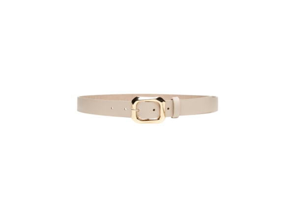 Cinto Feminino Fivela Quadrada Em Couro - Bege