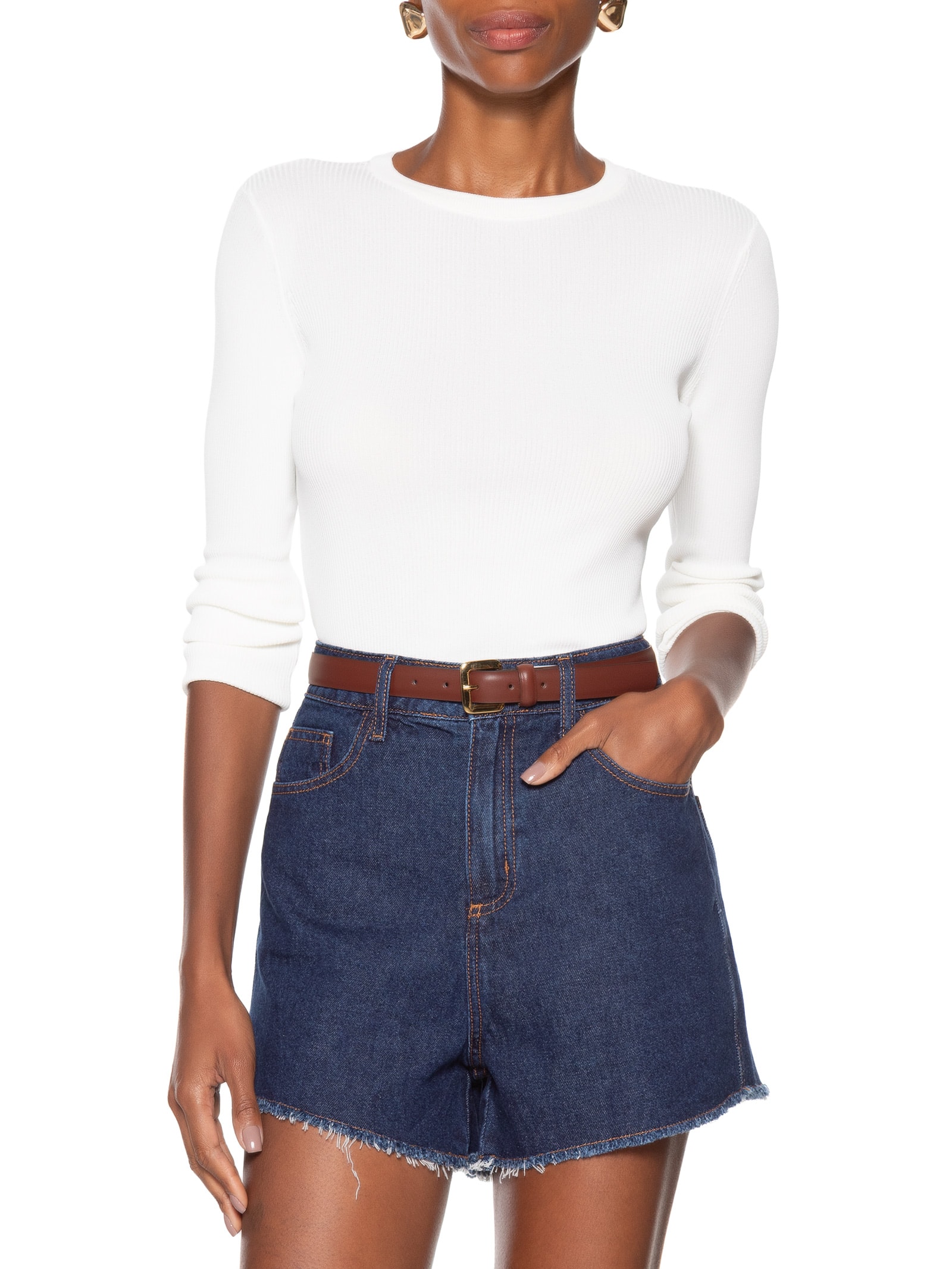 Cinto Feminino Fivela Quadrada Em Couro Marrom '2Essential