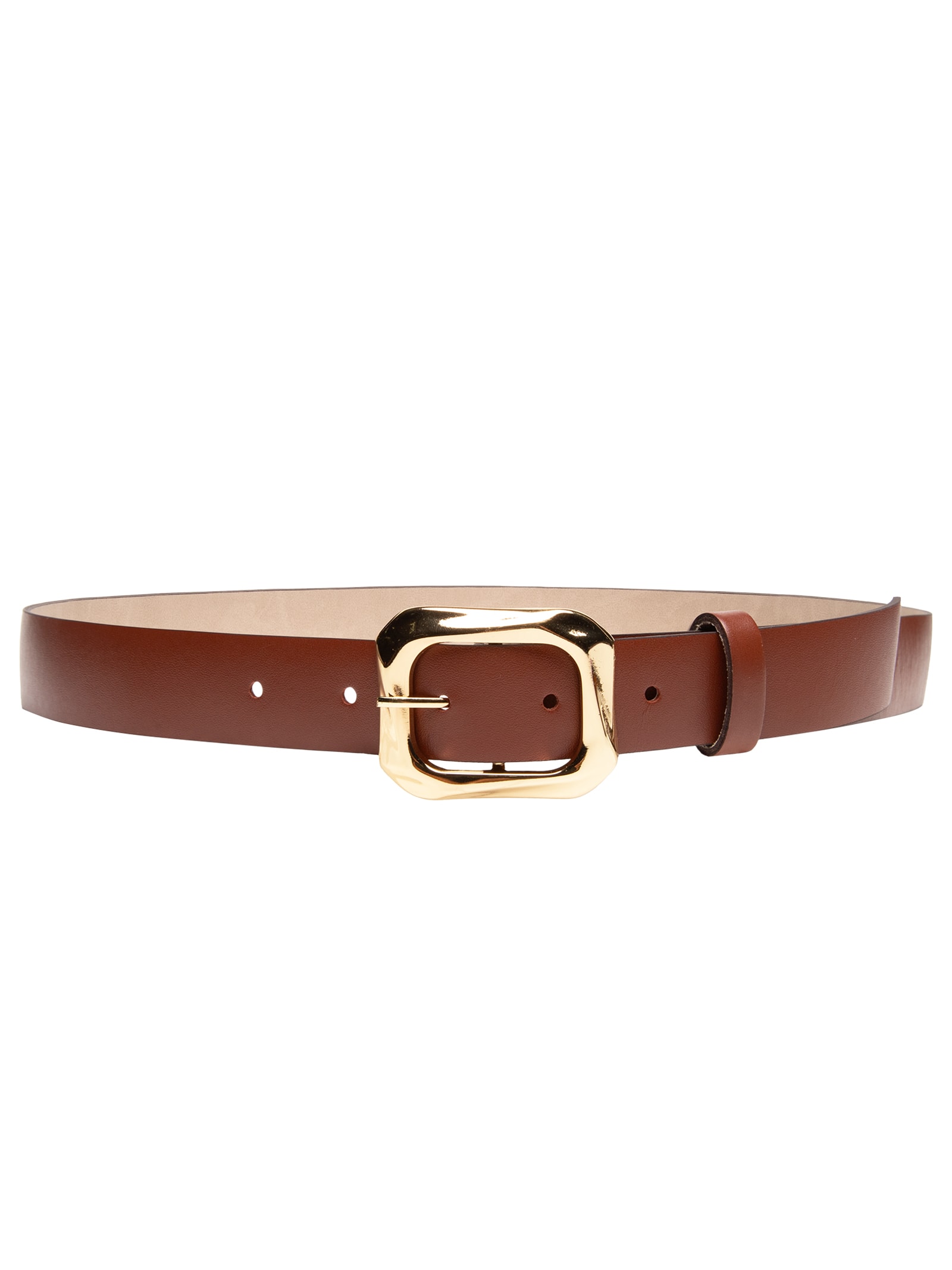 Cinto Feminino Fivela Quadrada Em Couro Marrom '2Essential